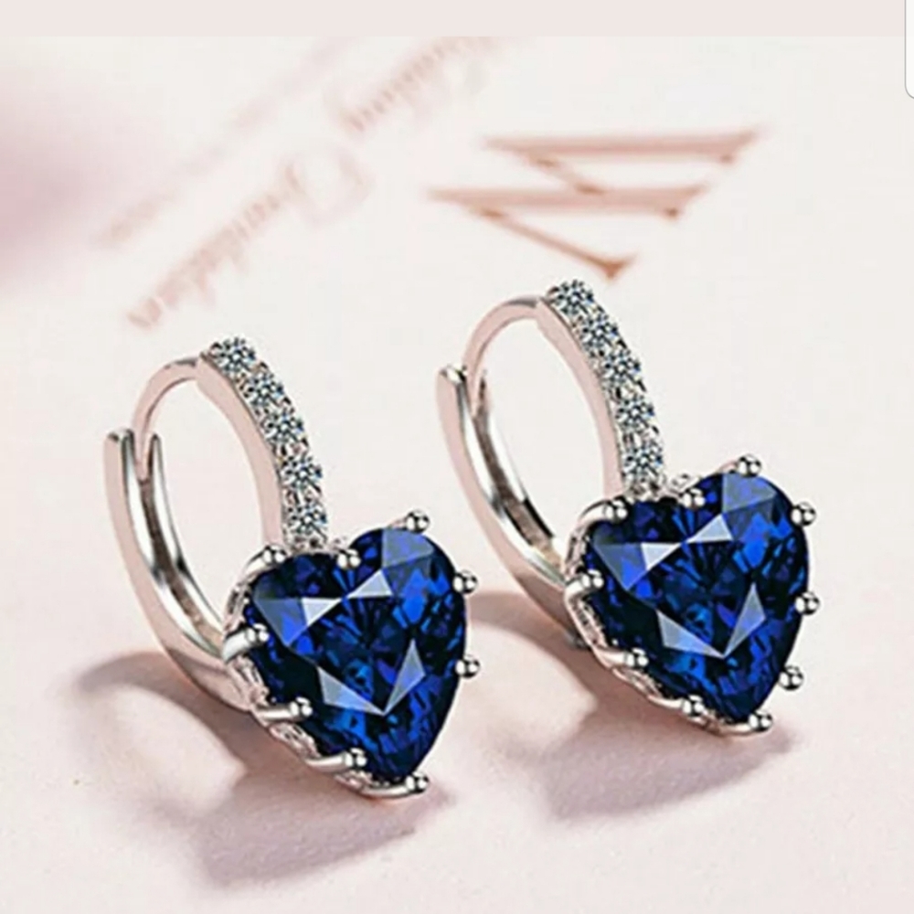 8 Colors CZ crystal trendy earrings Silver new - Picture 6 of 8